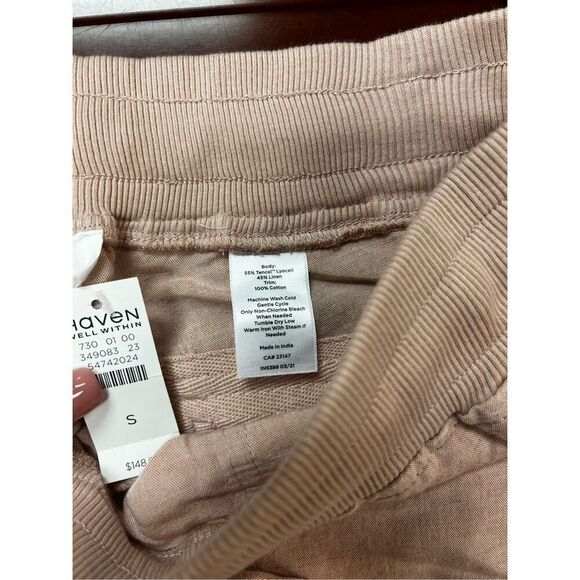 Haven Well Within Pink Lyocell Linen Pink Coastal Grandma Jogger Pants sz S NWT - Picture 11 of 11